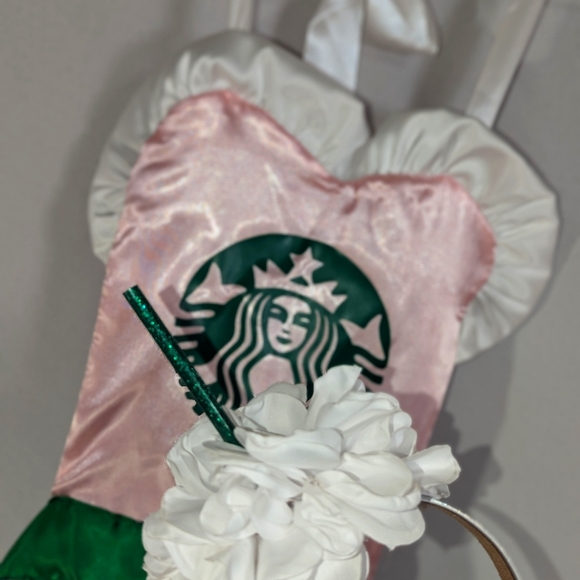 New adult women starbucks tutu apron with headband Halloween costume 2 piece - Picture 4 of 13